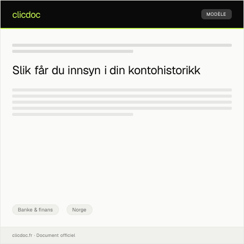 Document preview: Forespørsel om innsyn i kontohistorikk — Banke & finans, Norge