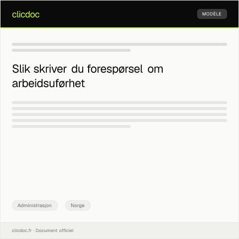 Document preview: Forespørsel om attest for arbeidsuførhet på grunn av sykdom — Administrasjon, Norge