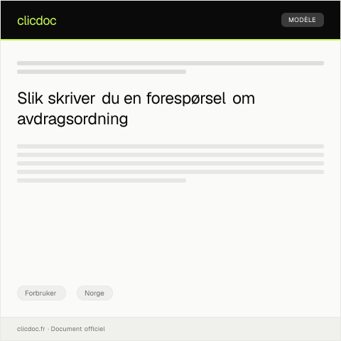 Document preview: Forespørsel om avdragsordning — Forbruker, Norge