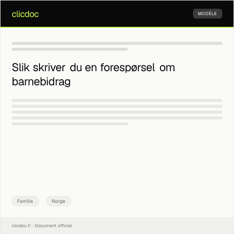 Document preview: Forespørsel om barnebidrag — Familie, Norge
