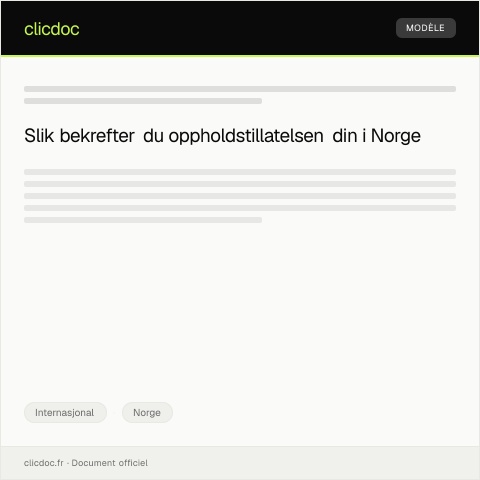 Document preview: Forespørsel om bekreftelse av oppholdstillatelse — Internasjonal, Norge
