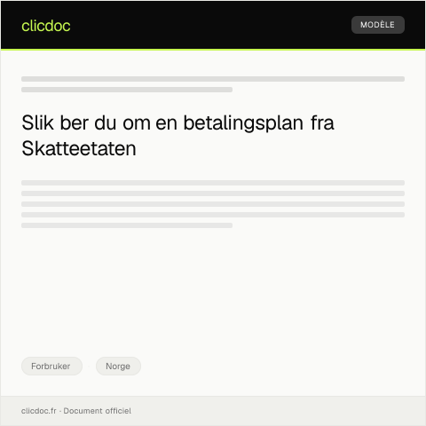 Document preview: Forespørsel om betalingsplan — Forbruker, Norge