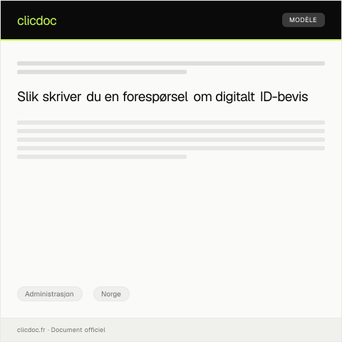 Document preview: Forespørsel om digitalt ID-bevis — Administrasjon, Norge