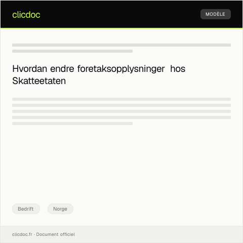 Document preview: Forespørsel om endring av foretaksopplysninger — Bedrift, Norge