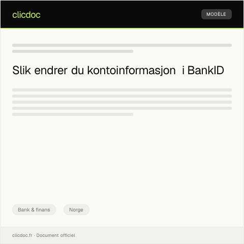 Document preview: Forespørsel om endring av kontoinformasjon i BankID — Bank & finans, Norge