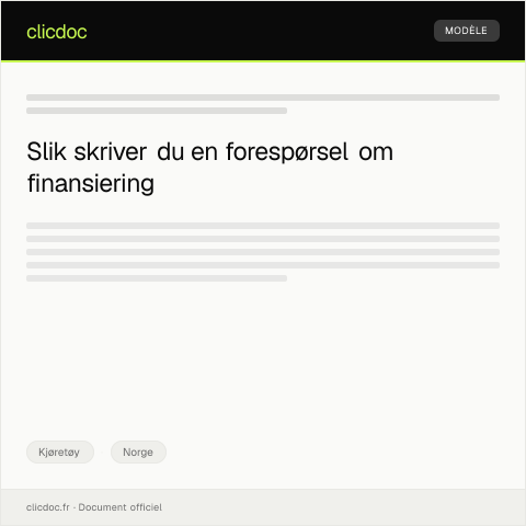 Document preview: Forespørsel om finansiering — Kjøretøy, Norge
