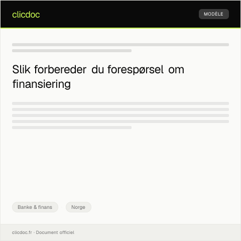 Document preview: Forespørsel om finansieringsmuligheter — Banke & finans, Norge