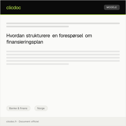 Document preview: Forespørsel om finansieringsplan — Banke & finans, Norge