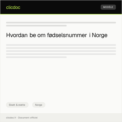 Document preview: Forespørsel om fødselsnummer for utenlandsk borger — Skatt & støtte, Norge