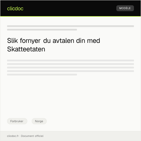 Document preview: Forespørsel om fornyelse av avtale — Forbruker, Norge