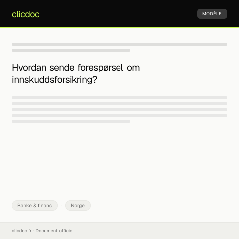 Document preview: Forespørsel om innskuddsforsikring — Banke & finans, Norge