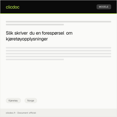 Document preview: Forespørsel om kjøretøyopplysninger — Kjøretøy, Norge