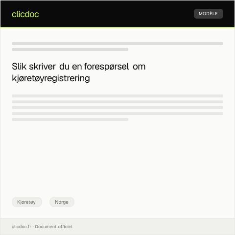 Document preview: Forespørsel om kjøretøyregistrering — Kjøretøy, Norge