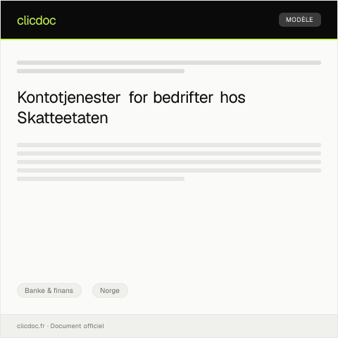 Document preview: Forespørsel om kontotjenester for bedrift — Banke & finans, Norge