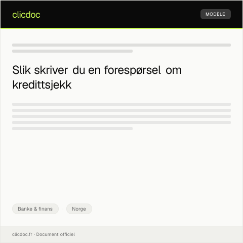 Document preview: Forespørsel om kredittsjekk — Banke & finans, Norge