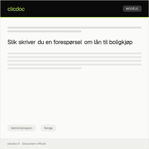 Document preview: Forespørsel om lån til boligkjøp — Administrasjon, Norge