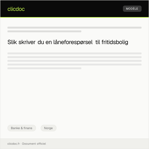 Document preview: Forespørsel om lån til fritidsbolig — Banke & finans, Norge