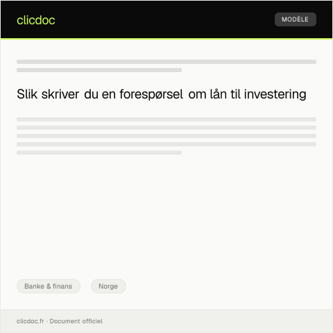 Document preview: Forespørsel om lån til investering — Banke & finans, Norge