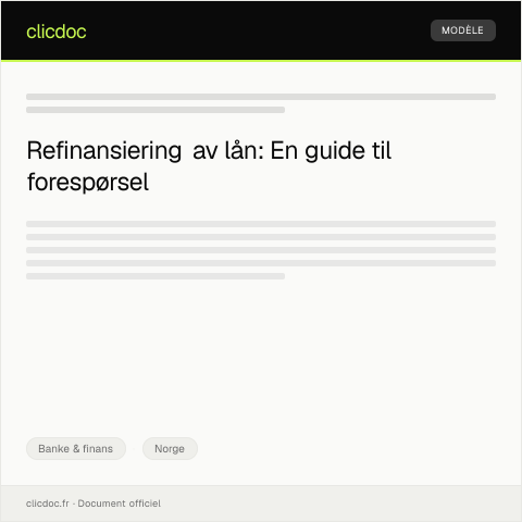 Document preview: Forespørsel om lån til refinansiering — Banke & finans, Norge