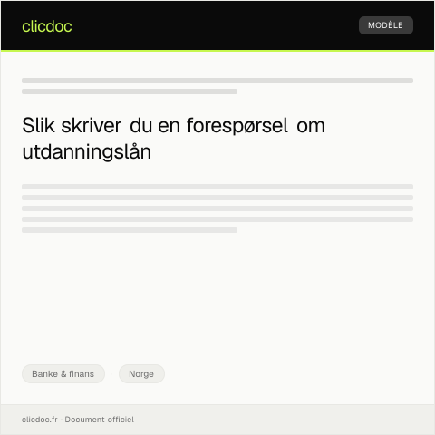Document preview: Forespørsel om lån til utdanning — Banke & finans, Norge