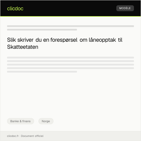 Document preview: Forespørsel om låneopptak — Banke & finans, Norge