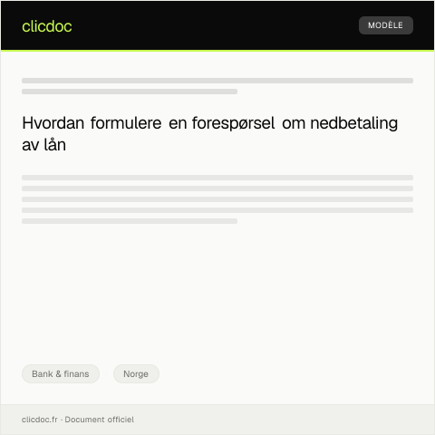 Document preview: Forespørsel om nedbetaling av lån — Bank & finans, Norge