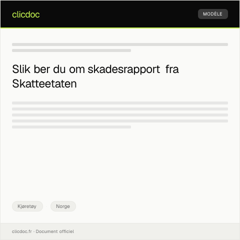Document preview: Forespørsel om skadesrapport — Kjøretøy, Norge