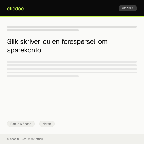 Document preview: Forespørsel om sparekonto — Banke & finans, Norge