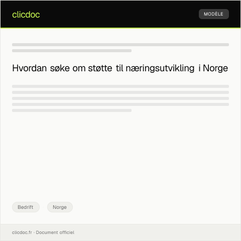 Document preview: Forespørsel om støtte til næringsutvikling — Bedrift, Norge