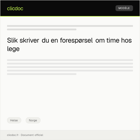 Document preview: Forespørsel om time hos lege — Helse, Norge