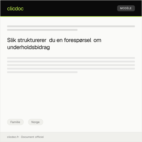 Document preview: Forespørsel om underholdsbidrag — Familie, Norge