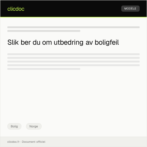 Document preview: Forespørsel om å få utbedret feil i bolig — Bolig, Norge