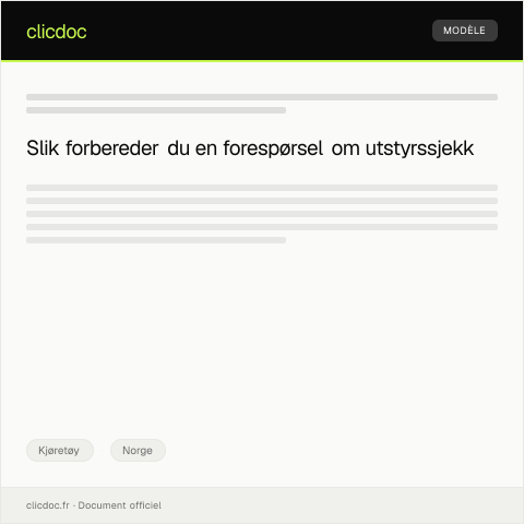 Document preview: Forespørsel om utstyrssjekk — Kjøretøy, Norge
