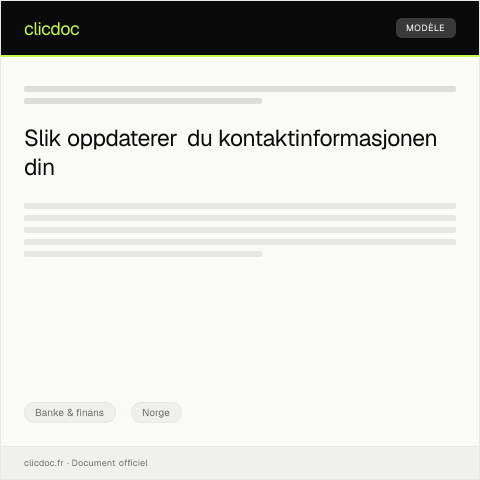 Document preview: Forespørsel om oppdatering av kontaktinformasjon — Banke & finans, Norge