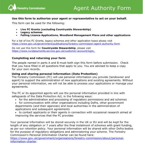 Document preview: Forestry Commission agent authority form — Forestry Commission, United Kingdom