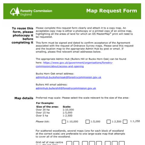 Document preview: Map request form: Forestry Commission — Forestry Commission, United Kingdom