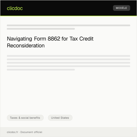 Document preview: Form 8862 for Disallowed Credits Review — Taxes & social benefits, United States