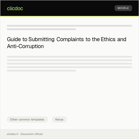 Document preview: Formal Complaint Submission to the Ethics and Anti-Corruption Commission — Other common templates, Kenya