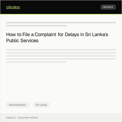 Document preview: Submission of Formal Complaint Against Administrative Service Delay — Administration, Sri Lanka