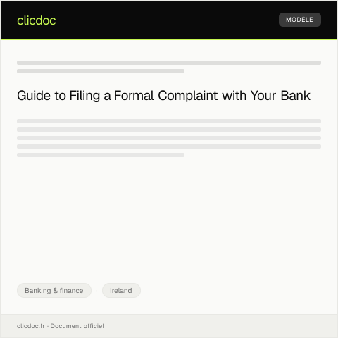 Document preview: Formal Complaint to Bank of Ireland Regarding Unauthorized Overdraft Charges — Banking & finance, Ireland