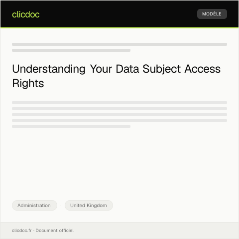 Document preview: Formal Request for Data Subject Access Request — Administration, United Kingdom