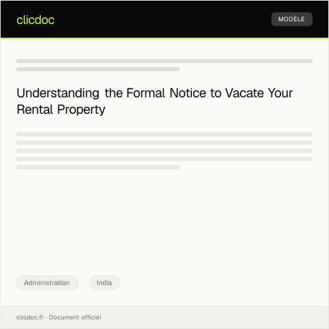 Document preview: Formal Notice to Vacate Premises as per Lease Agreement — Administration, India
