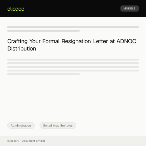 Document preview: Formal Resignation Letter for Employee at ADNOC Distribution — Administration, United Arab Emirates