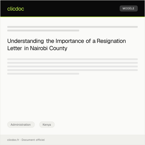 Document preview: Formal Resignation Letter from Nairobi County Government Employee — Administration, Kenya
