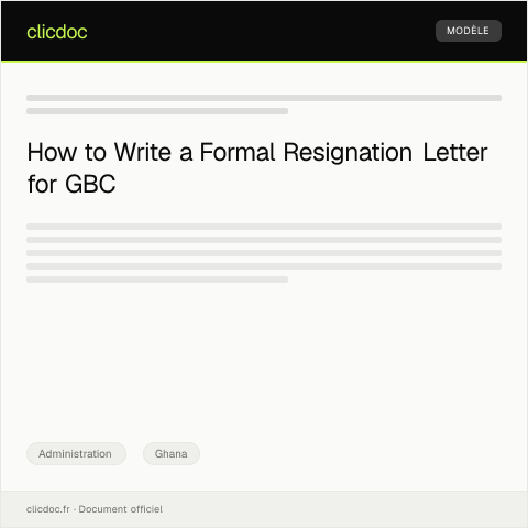 Document preview: Formal Resignation Letter to Employer at Ghana Broadcasting Corporation — Administration, Ghana