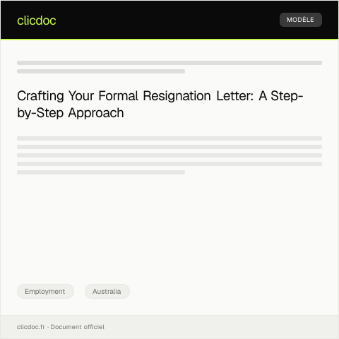 Document preview: Formal Resignation Letter from Employee — Employment, Australia