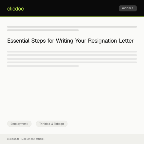 Document preview: Formal Resignation Letter from Employment — Employment, Trinidad & Tobago
