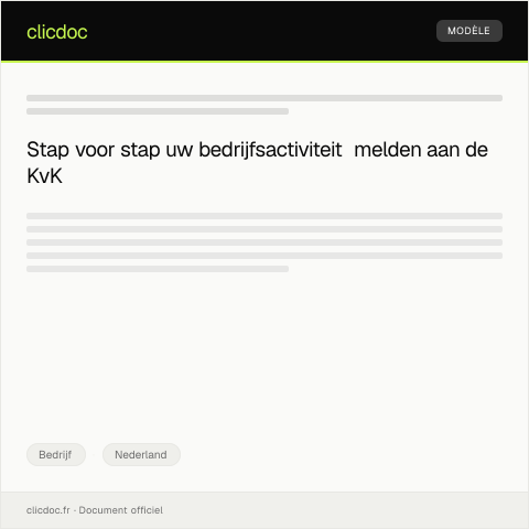 Documentvoorvertoning: Formele melding van bedrijfsactiviteit aan KvK — Bedrijf, Nederland
