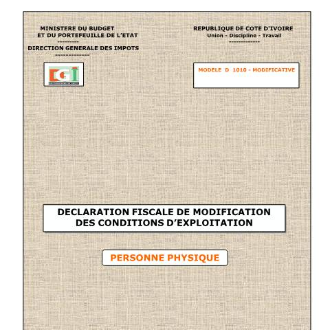 Aperçu du document 24 COUVERTURE DFE MODIF PERSONNES PHYSIQUES — Imprimé / Formulaire fiscal, Côte d'Ivoire