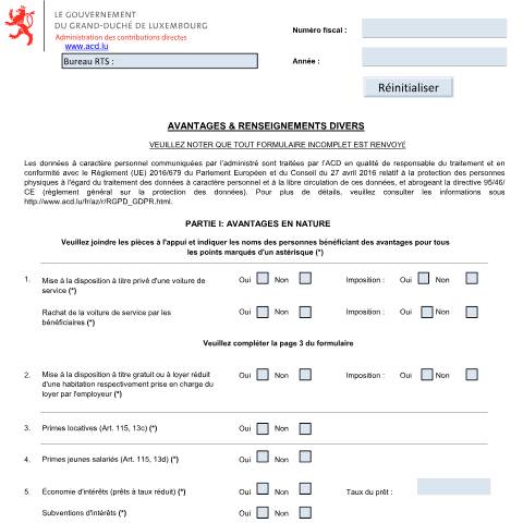 Aperçu du document Vérification - Formulaire AN & RD — Déclarations téléchargeables au format PDF - Erklärungen im PDF-Format herunterladbar - Declarations downloadable in pdf format, Luxembourg (CERFA n°980 F)